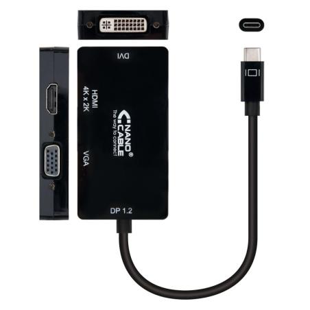 Nanocable Conversor USB-C a VGA/DVI/HDMI 10 cm