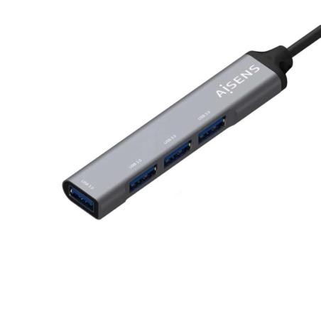Aisens Hub USB 3.0 tipo A/M-4xtipo A/H gris 10cm